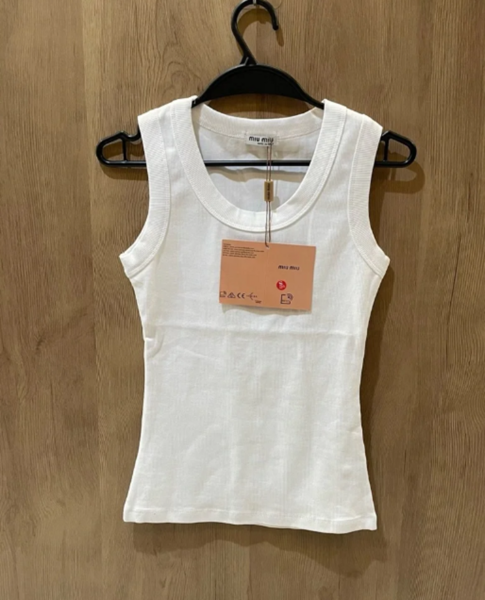 Miu Miu White Ribbed Logo Tank Top - Picture 3 of 4